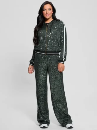 Mini Sequins Zip-Up Sweatshirt