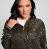 Mini Sequins Zip-Up Sweatshirt
