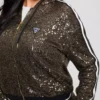 Mini Sequins Zip-Up Sweatshirt