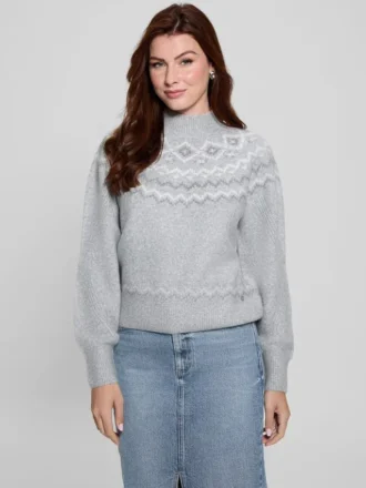 Mock-Neck Wool-Blend Pullover Sweater