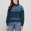 Mock-Neck Wool-Blend Pullover Sweater