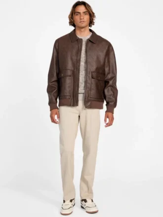 Monogram Faux-Leather Aviator Jacket