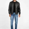 Monogram Faux-Leather Aviator Jacket