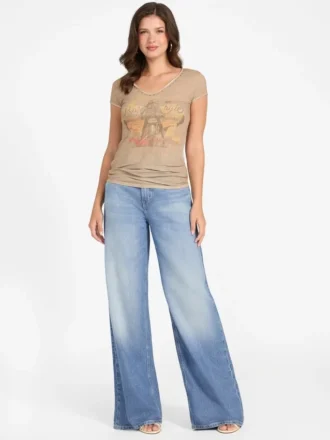 Moto Printed V-Neck Tee
