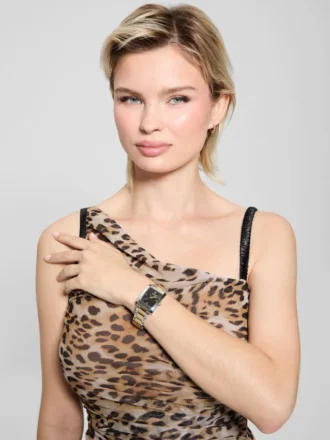 Multi-Tone and Black Square Analog Watch