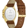 Multi-Tone and Brown Leather Multifunctional Watch