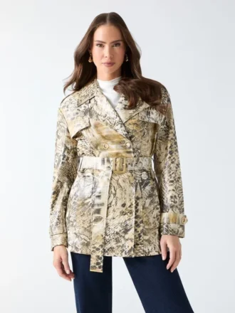 Natalie Printed Short Trench Coat