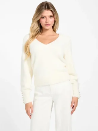 Niko Fuzzy V-Neck Sweater
