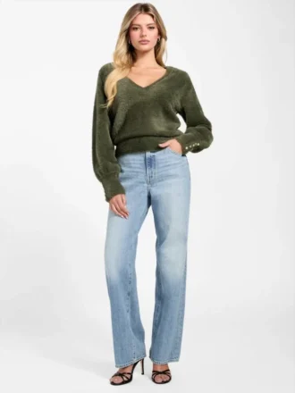 Niko Fuzzy V-Neck Sweater