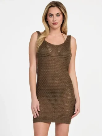 Open-Knit Crochet Mini Dress