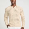 Open-Knit Polo Sweater
