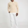 Open-Knit Polo Sweater
