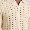 Open-Knit Polo Sweater