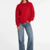 Oversized Contrast Piping Logo Sweatshirt