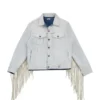 Painted Denim Fringe Jacket