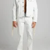 Painted Denim Fringe Jacket