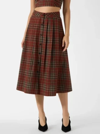 Pia Plaid Midi Skirt