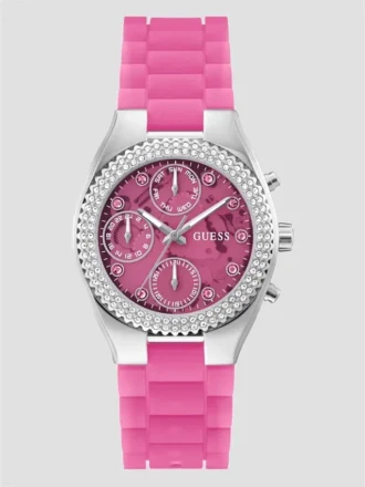 Pink and Silver-Tone Multifunction Watch