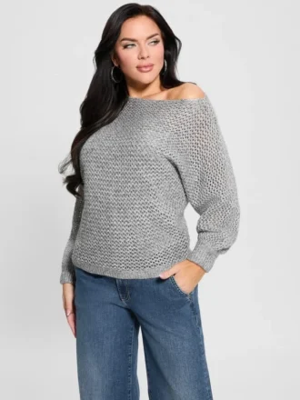 Poa Metallic Off-Shoulder Sweater