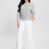 Poa Metallic Off-Shoulder Sweater