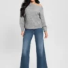 Poa Metallic Off-Shoulder Sweater