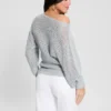 Poa Metallic Off-Shoulder Sweater