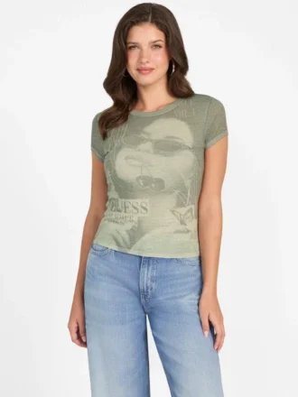 Printed Crewneck Burnout Tee