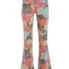 Printed Denim Flared Jeans