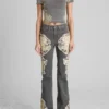 Printed Denim Flared Jeans