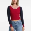 Raglan V-Neck Sweater Top