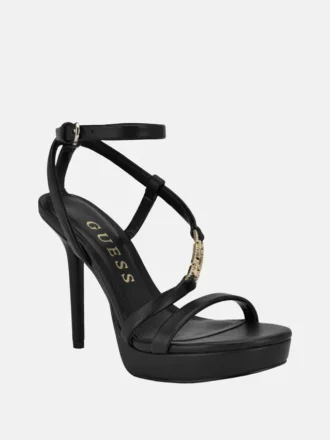 Rhinestone Chain Logo Platform Heels