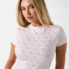 Rhinestone Quattro G Mock-Neck Tee