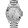 Rhinestone Silver-Tone Multifunction Watch