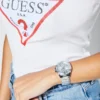 Rhinestone Silver-Tone Multifunction Watch