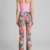 Printed Denim Flared Jeans