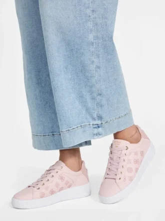 Ronii Debossed Peony Low-Top Sneakers