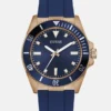 Rose Gold-Tone and Blue Silicone Analog Watch