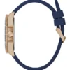 Rose Gold-Tone and Blue Silicone Analog Watch