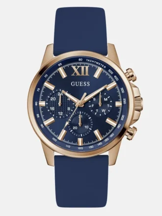 Rose Gold-Tone and Blue Silicone Chronograph Watch