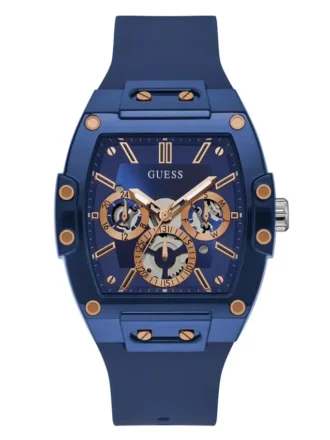 Rose Gold-Tone and Blue Silicone Multifunction Watch