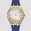 Rose Gold-Tone and Navy Silicone Analog Watch
