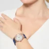 Rose Gold-Tone and Navy Silicone Analog Watch