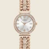 Rose Gold-Tone and Rhinestone Analog Watch
