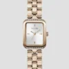 Rose Gold-Tone Textured Square Analog Watch