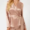 Satin Embellished Wrap Top and Pants Pj Set