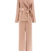 Satin Embellished Wrap Top and Pants Pj Set