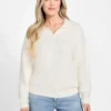 Seema Fuzzy-Knit Polo Sweater
