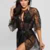 Semi-Sheer Lace Kimono