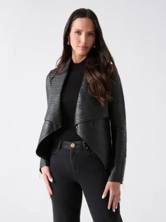 Shayna Drape Leather Jacket