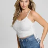 Shirr Eyelash Drawstring Cami